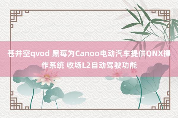 苍井空qvod 黑莓为Canoo电动汽车提供QNX操作系统 收场L2自动驾驶功能