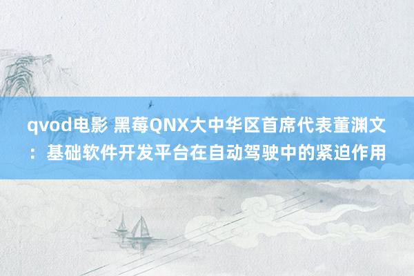 qvod电影 黑莓QNX大中华区首席代表董渊文：基础软件开发平台在自动驾驶中的紧迫作用