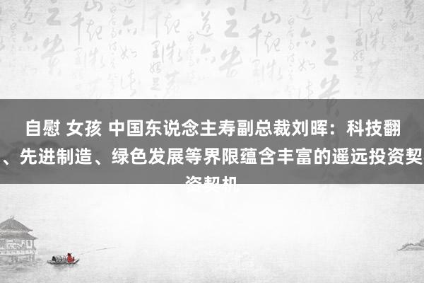 自慰 女孩 中国东说念主寿副总裁刘晖：科技翻新、先进制造、绿色发展等界限蕴含丰富的遥远投资契机